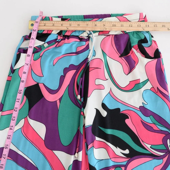 Beach Break Multi Colour  Allover Print Elastic Waist Straight Leg Lounge Pant M - Picture 5 of 10